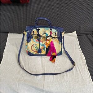 Elegant Blue and Multicolor Women's Handbag